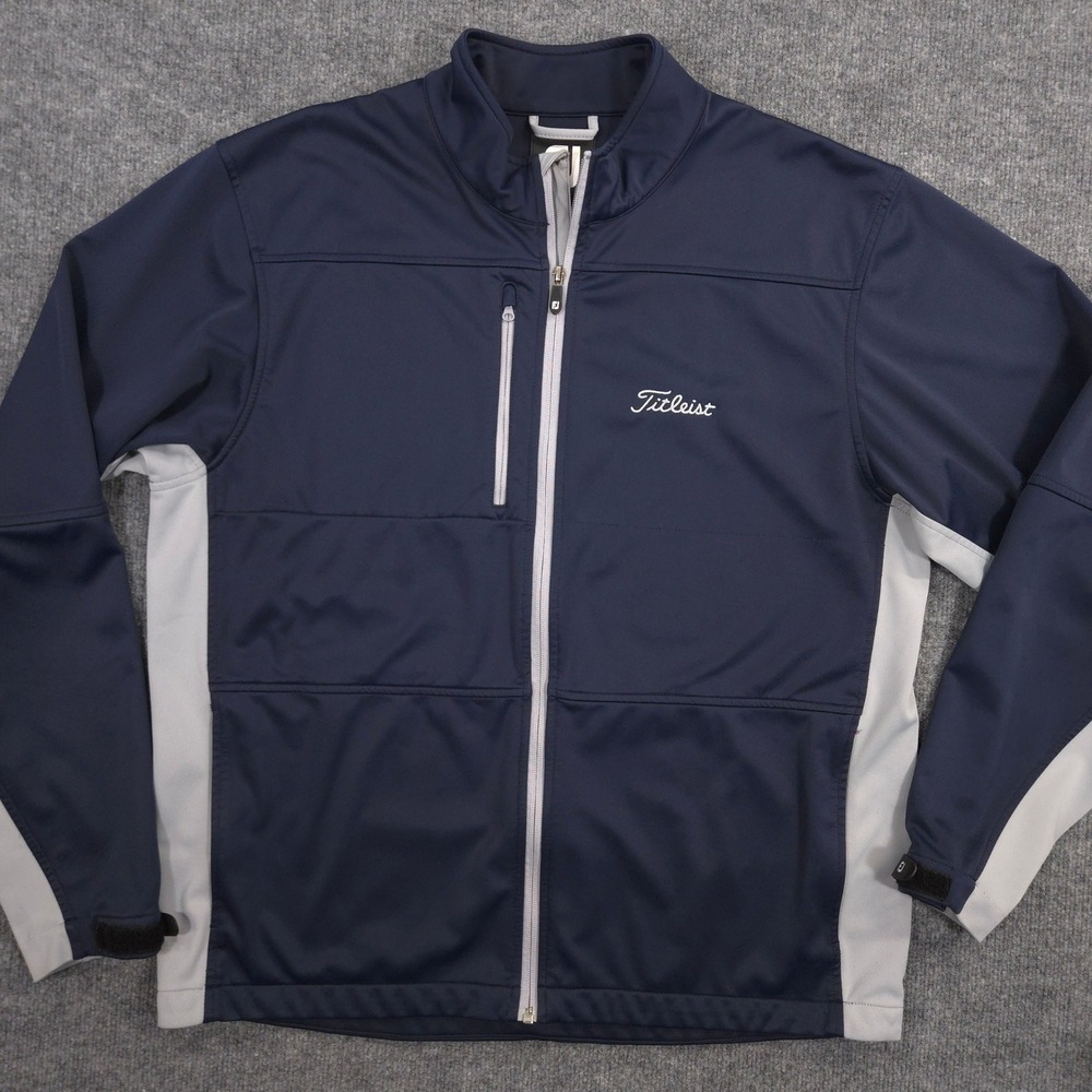 FootJoy Titleist Golf Jacket Mens L Navy Gray Colorblock Performance Full Zip